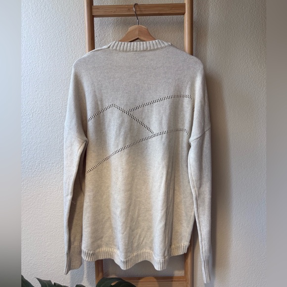 tentree Oatmeal 100% organic cotton Open-Front Diamond Eyelet Cardigan - Picture 10 of 15